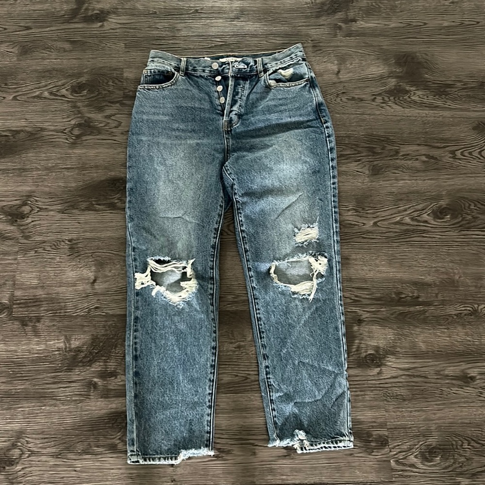 Pacsun Ripped Straight Leg High Rise Jeans